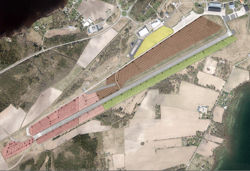 Figur 12 Färgade områden utgör ytor för planerad markavvattning, totalt 59 ha. 9.