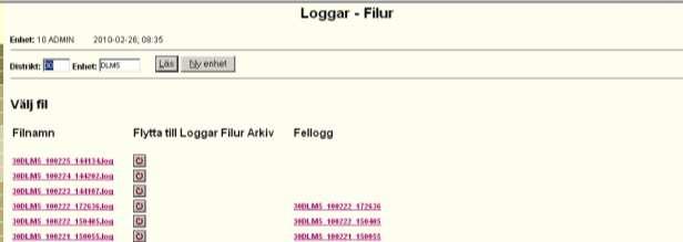 Dagligt underhållsarbete Loggar Filur När den överförda filen har bearbetats skapas en Filurlogg. Om någon/några poster har avvisats, skapas en fellogg. Öppna Loggar Filur.