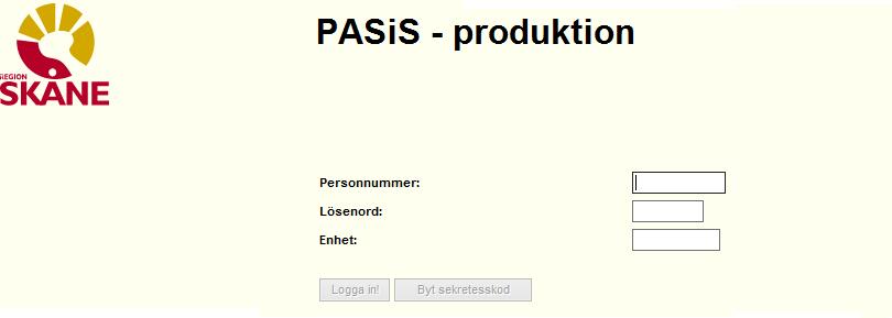 Inloggning till Filur Logga in i PASiS. Fyll i ditt personnummer, lösenord och enheten du arbetar på, t.ex. 101STORP.