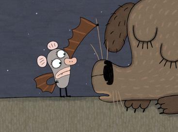 Bat time Orginaltitel: Fledermaus Land: Tyskland Regi: Elena Walf Längd: 4 min Tal: Utan tal Fladdermusen är på lekhumör men det är natt och alla djuren på gården