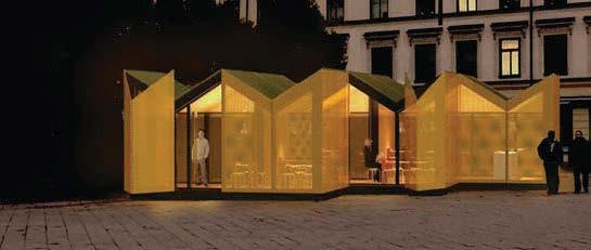 12 Delat första pris Symbotecture Förslagsställare: Peter Larsson, Astrid Lötte, ARCH GmbH & CO En konsekvent genomförd symbolarkitektur med en kiosk som ändrar skepnad efter dygnet.