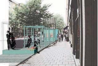 En av få paviljonger som integrerat skyltningen i designen, här gjort på ett stilrent och snyggt sätt.