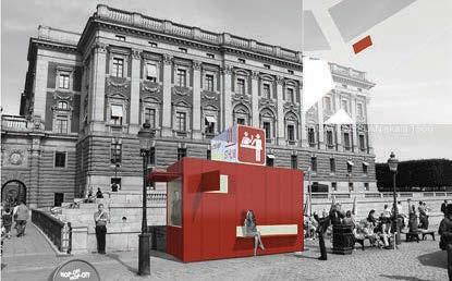 Sthlm under samma tak Förslagsställare: Johan Carlsson, Anders Suhr Laustsen, JAC Studios En inbjudande och väl gestaltad paviljong med mycket karaktäristiska tak.