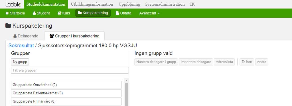 Grupper Grupper kan användas för att dela upp studenter inom en kurs eller kurspaketering (ex. program) i mindre grupper.