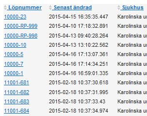 Hantera tidigare vårdtillfällen Markera Visa/Ändra vårdtillfällen Sökningsalternativ Här kan ett specifikt registrerat vårdtillfälle sökas ut t