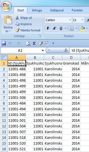 Exportera data Rapportör och samordnare kan endast exportera data från det eller de sjukhus som personen har behörighet för. 1.