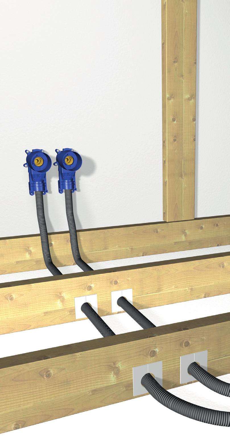 Se avsnitt Expansionsupptagande anordningar i projekteringsanvisningen. I de fall golvvärme är installerad i betongplattan så ska tappvattenrören placeras min.