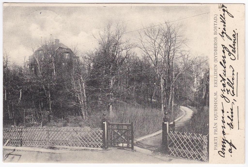 Villa Ekeliden byggdes för Victor Rydberg, som lockades att ta en roll som moralisk ledare för det nya samhället. Efter Rydbergs död 1895 flyttade Elsa och Natanael in.