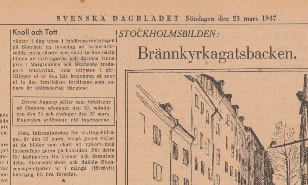 Gratis fotolicens på Skansen! Svenska Dagbladet den 23 mars 1947.