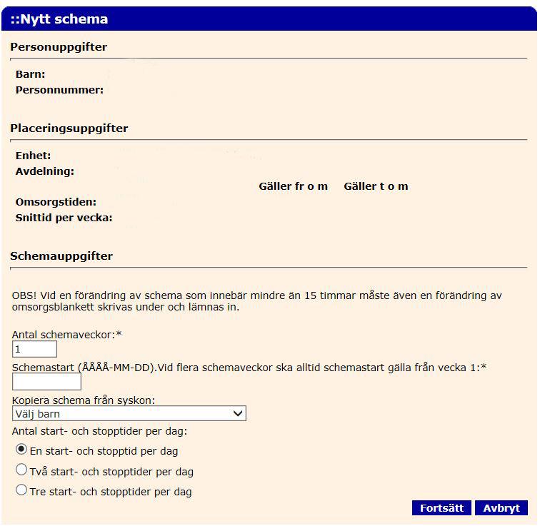 8 9 10 11 9 10 611 Välj antal veckor som schemat ska omfatta. Välj schemastart (en kalender visar sig när du klickar i rutan).