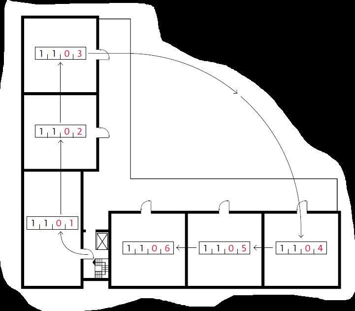 38 (43) Storgatan 2D Exempel 5B Loftgångshus i vinkel, våningsplan ovan markplanet