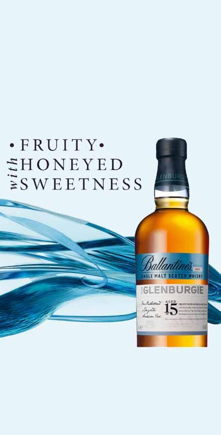 GLENBURGIE 15 Det här är den första officiella Single Malt buteljeringen från destillerierna som utgör stommen i Ballantine s blend.