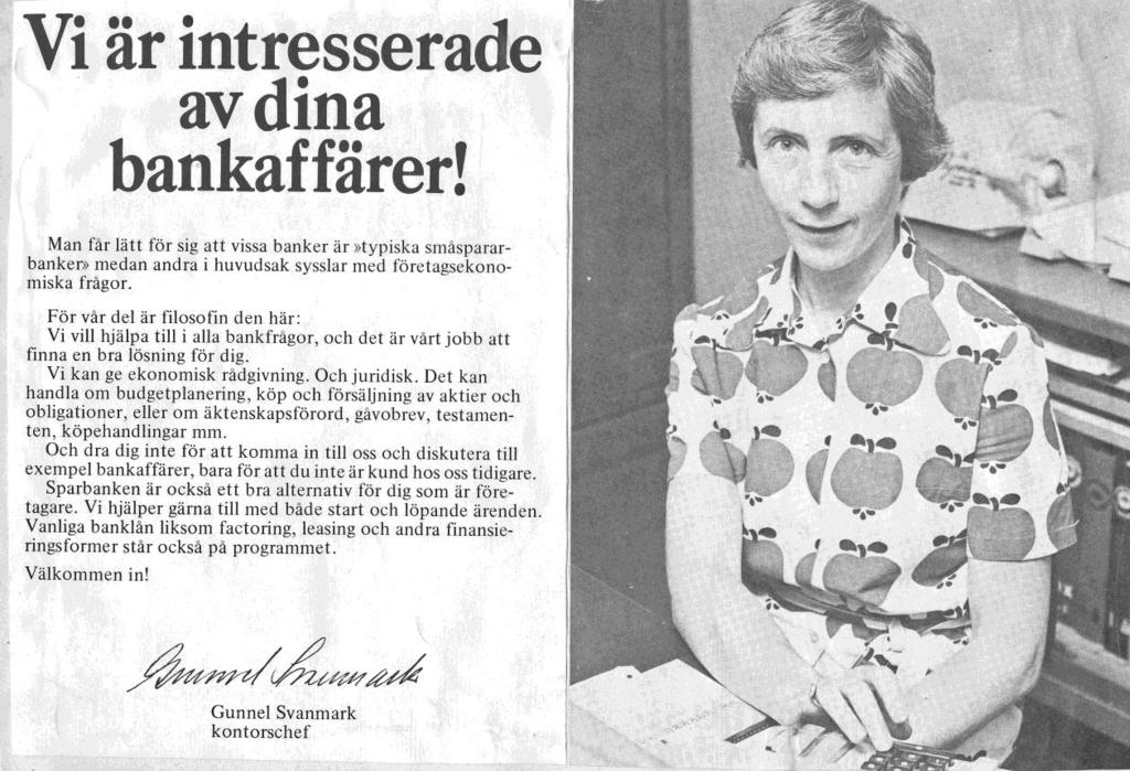 En annons för Sparbanken i Finnerödja.