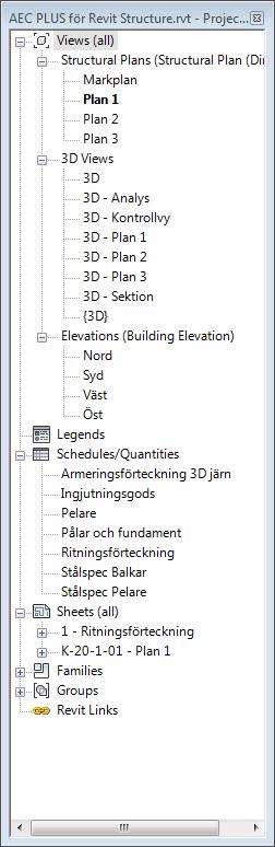 Gemensamt för alla mallfiler är att de är förberedda för projektering enligt den arbetsmetodik som AEC rekommenderar.