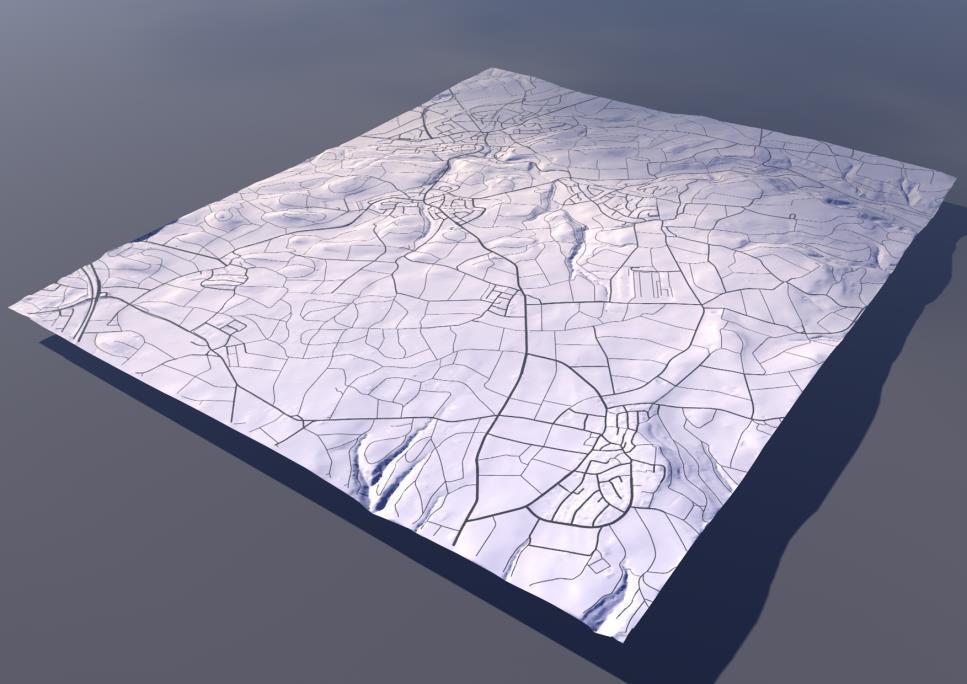 MNT Rivière s Textur Routes Forêts Bâti Bâti 3D Arbres e Mixte GI model