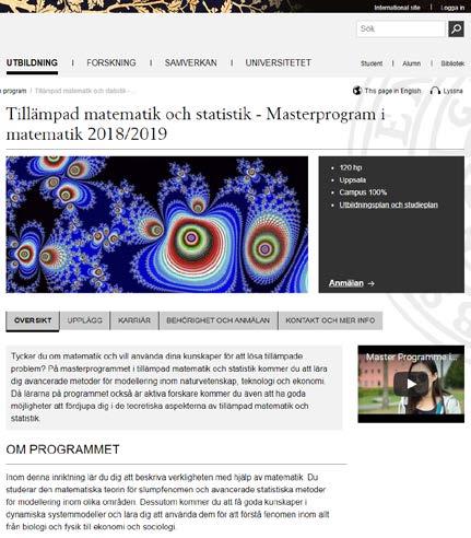 Programbeskrivningen fördelas mellan olika flikar på