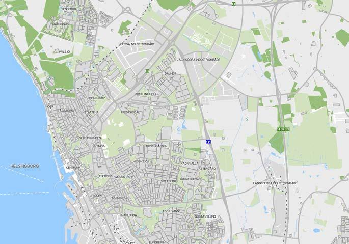 Drottninghögsbadet Centrum Planområdets läge i förhållande till resten av staden, markerat med rött. Markägoförhållanden Fastigheten Fältköket 5 ägs av AB Helsingborgshem.