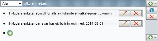 Kombinera villkor När du har lagt till det första villkoret, visas det på följande sätt: Klicka på ikonen för att lägga till ytterligare ett villkor.