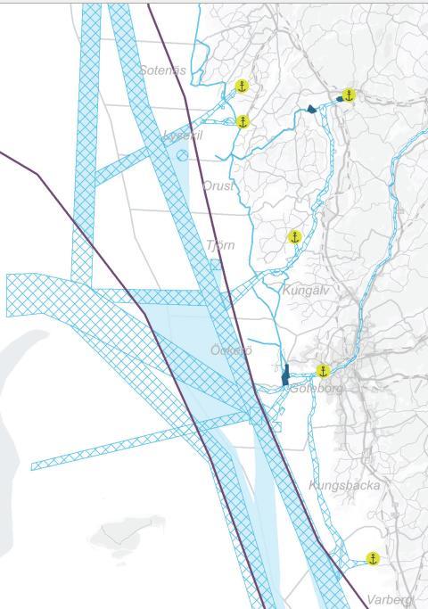 Skagerak: Sjöfart Havsplanen utökar sjöfartens användning i relation till befintliga RI Trafiksnitt utanför