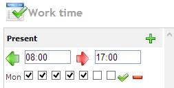 I det här fallet, måndagfredag mellan 8:00-17:00 Lägg till timmar Klicka på ikonen för att lägga till arbetstid.