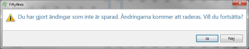 Skärmbilderna De viktigaste skärmbilderna i FiftyWeb öppnas från menyn och visas som så kallade flikar. Det är möjligt att ha flera flikar öppna samtidigt och att navigera fritt mellan dessa flikar.