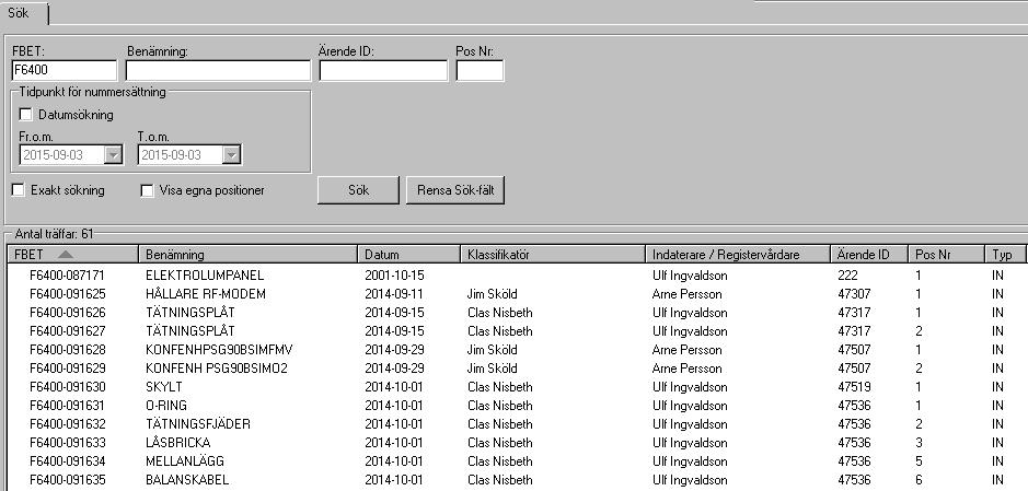 Användarhandledning Produkt Data Registrering (PDR) Indatering Sida 27(129) PDR Indatering Version: 4.5.