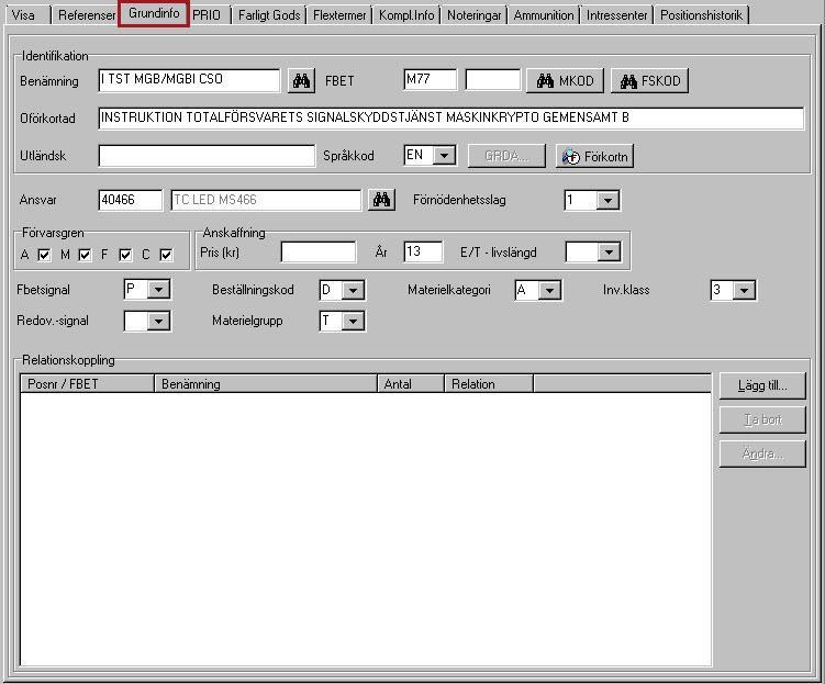 Användarhandledning Produkt Data Registrering (PDR) Indatering Sida 59