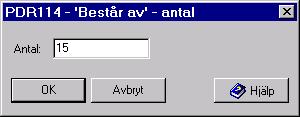 PDR114 - Består av -antal Användarhandledning Produkt Data Registrering (PDR) Indatering Sida 77(129) PDR Indatering Version: 4.5.