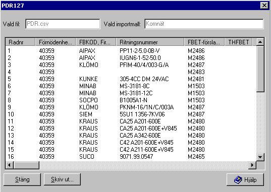 Användarhandledning Produkt Data Registrering (PDR) Indatering Sida 92(129) PDR Indatering Version: 4.5.