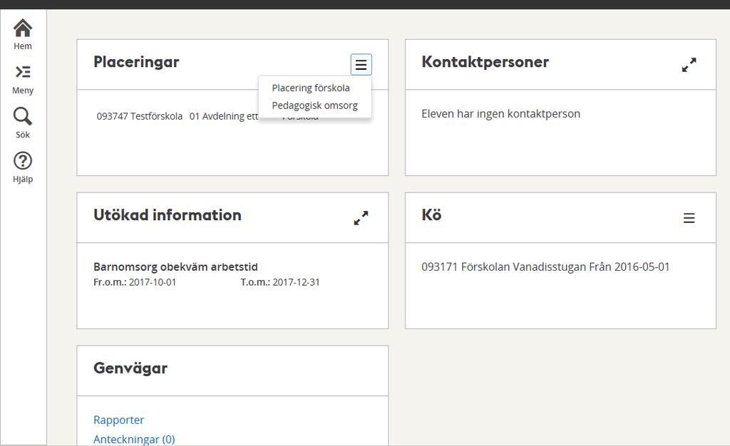 Finns det flera funktioner att öppna ser du en meny (sk hamburgare) Klicka på en av länkarna för att komma till
