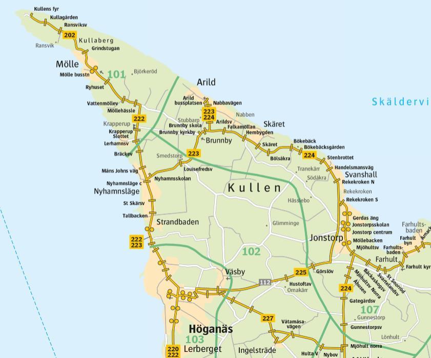 18 Figur 3-2 Karta över Mölle, samt linje 202. Karta från Skånetrafiken.