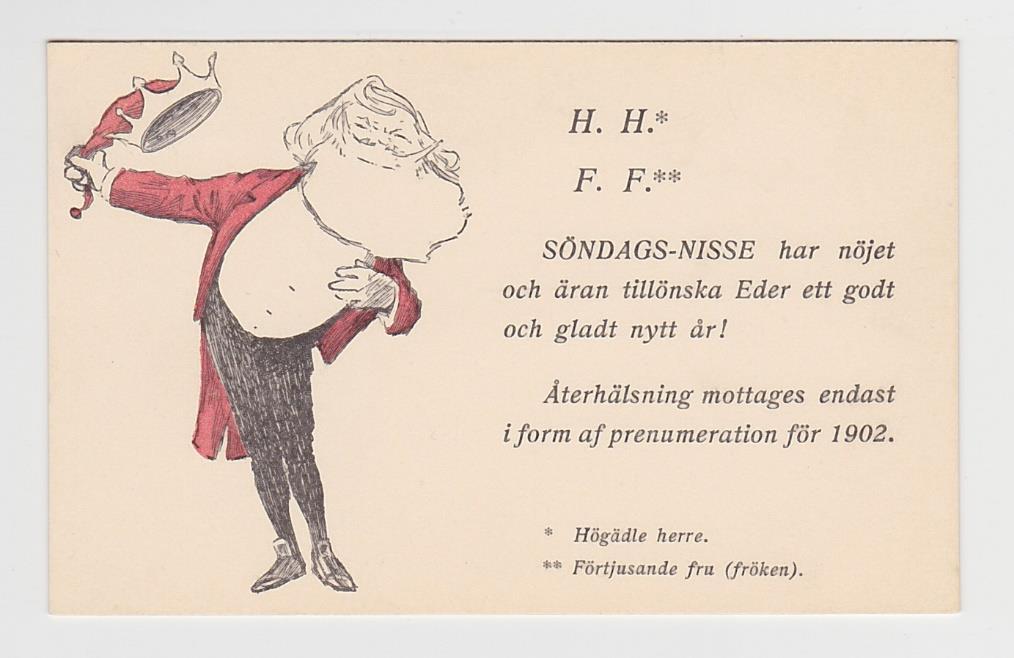 nyårsnummer 1901-02. Signerat OA (i kronan), Oskar Andersson. H.H.* eller F.