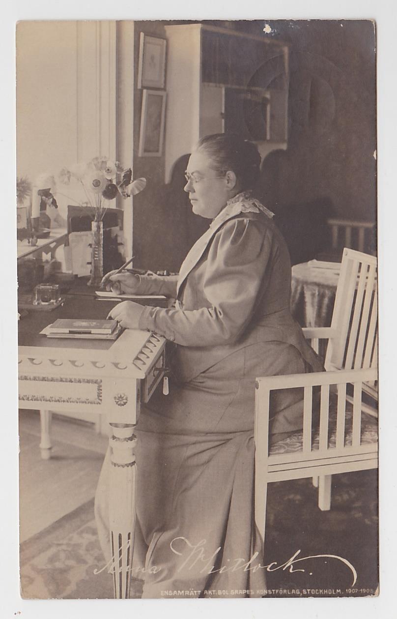 Anna Whitlock. Foto av hovfotografen Julius Grape. Ur en serie vykort med kulturpersonligheter utgiven 1908-09.