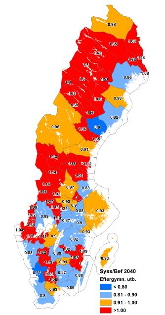 Stor risk för framtida arbetskrafts- och kompetensbrister 3 Långtidsutredningen (LU) 2015 Studerade kvoten sysselsatt dagbefolkning/ befolkningen i arbetsför ålder Normalt är kvoten mellan 0,75-0,80