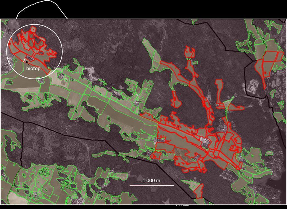 Figur 1. Om en gård är utspridd på flera platser ska du fokusera på den geografiska brukningsenhet i vilken biotopen ligger.