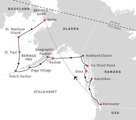 Ultimata Alaska Aleutiska öarna, björnar & Inre passagen PRELIMINÄRA FLYGTIDER DAG FLYG 10 sep Stockholm - Vancouver 11 sep Vancouver - Nome 28 sep Vancouver - Stockholm OBS!