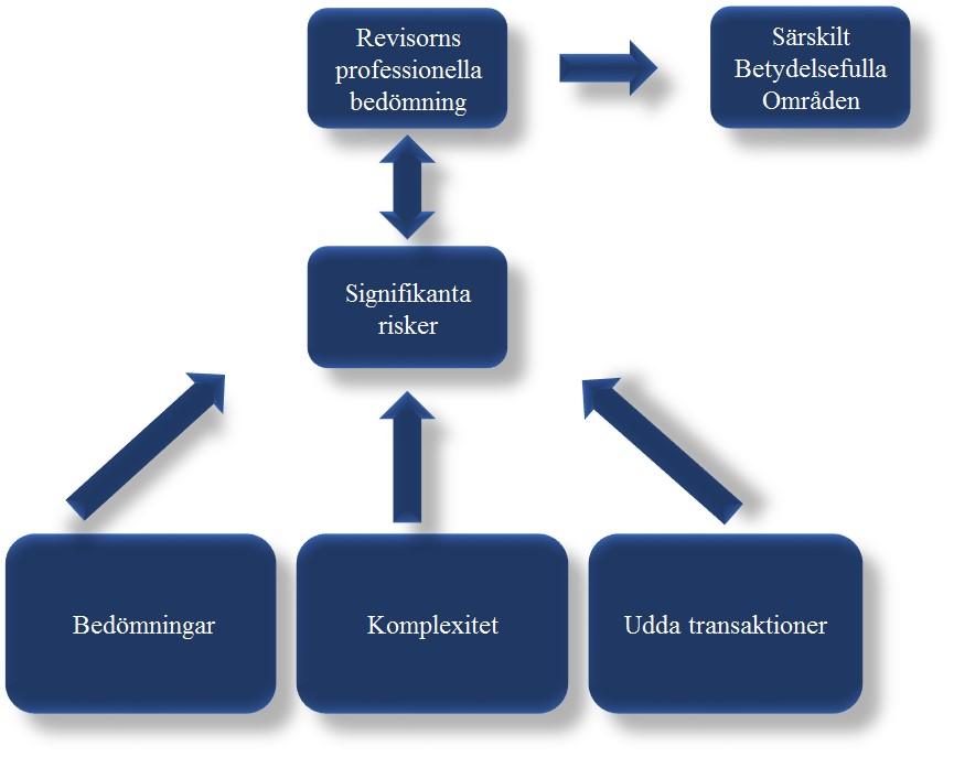 revisorns professionella bedömningar samt signifikanta risker och hur detta speglar sig i utfallet av Särskilt Betydelsefulla Områden.