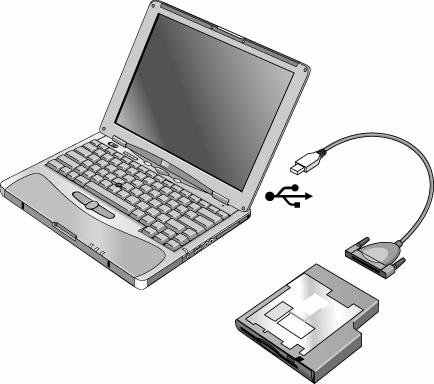 Kom igång med HP Notebook Förbered datorn för användning Anslut diskettenheten Om du inte har någon expansionsbas kan du ansluta diskettenheten till en USB-port.