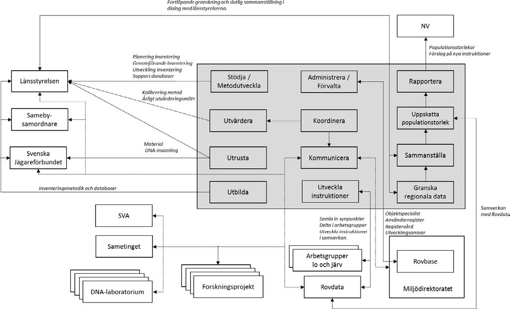 Bild 7. Schematisk bild över Viltskadecenters roll inom inventeringssystemet för stora rovdjur.