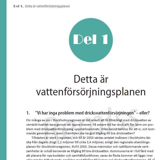 Regional vattenförsörjningsplan KORT OM