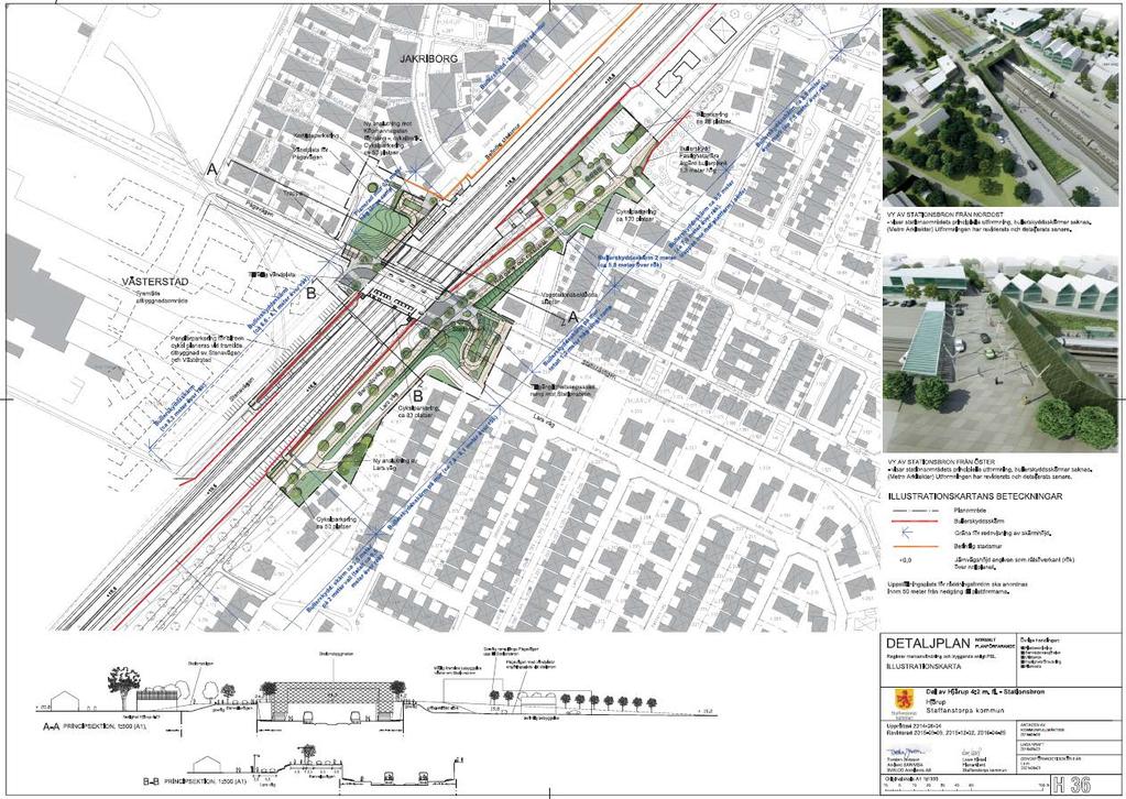 Detaljplaner Detaljplan för del av Hjärup 4:159 m fl SPÅROMRÅDET. Planläggning av järnvägmarken inom järnvägsplanen och stationsbron. Berör i huvudsak Trafikverkets mark.