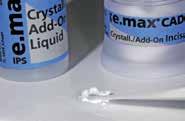 Valfritt: Justeringar med IPS e.max CAD Crystall./Add-On För mindre formjusteringar (t.ex. approximala kontaktpunkter) kan IPS e.max CAD Crystall./Add-On användas.