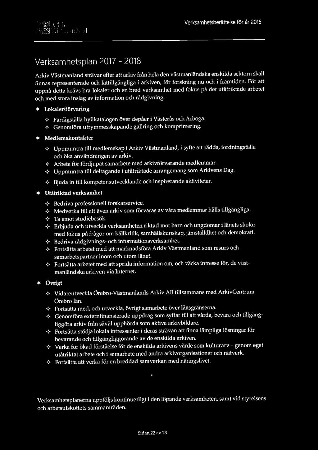l Håål) _ far AI. :ir; Verksamhetsberättelse för år 2016 {3155332 :t -~