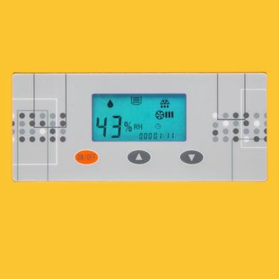 13 Elektronisk styrenhet Belyst 3" display med LCD-teknologi, 70 mm bildskärmsdiagonal, med översiktlig visning av är- och bör-luftfuktighet, drifttimmar, kylaggregatets drifttillstånd,