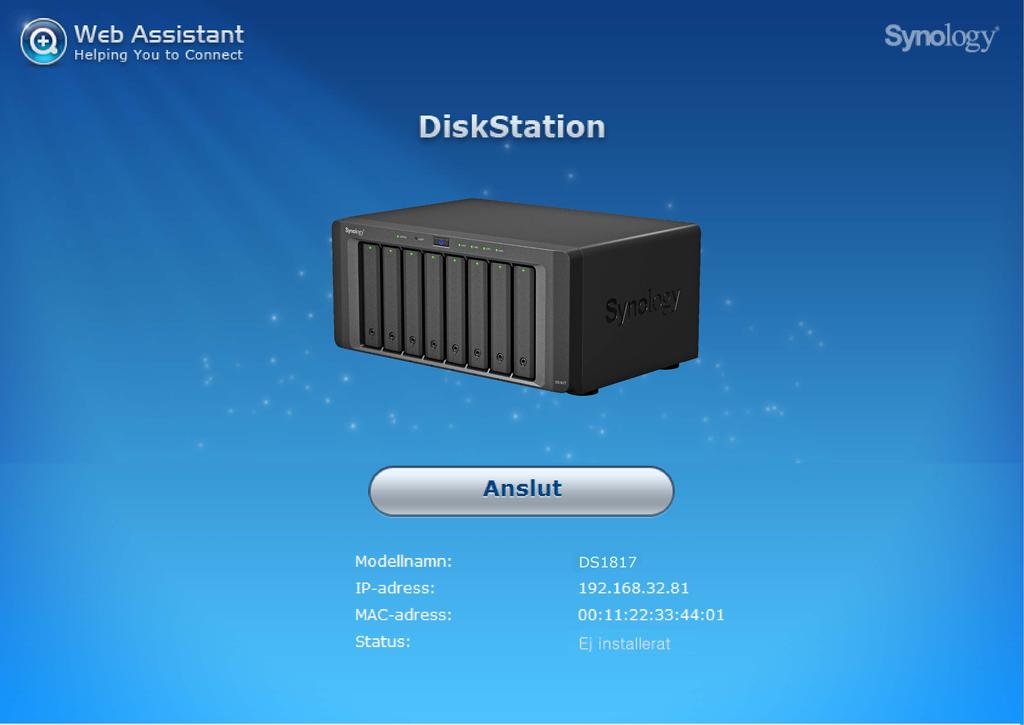 Kapitel Installera DSM på DiskStation 3 Efter att installationen av hårdvara är färdig, vänligen installera DiskStation Manager (DSM) - ett webbläsarbaserat operativsystem från Synology, på din