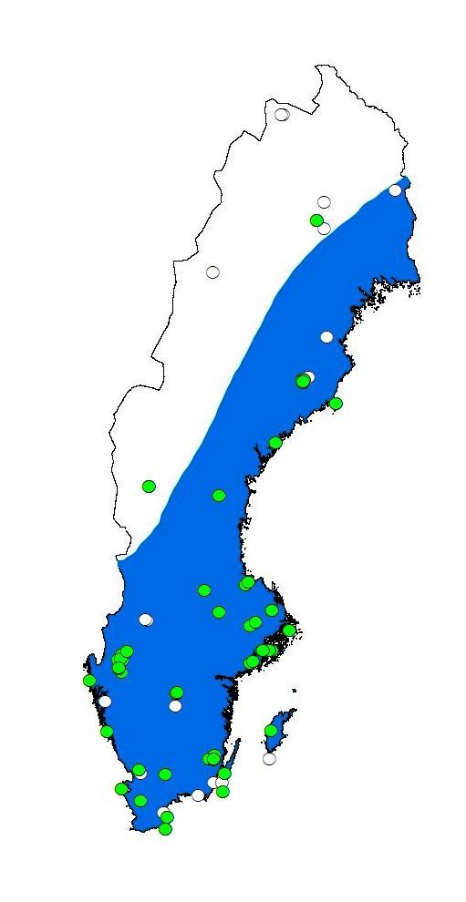 Buskgeting Arten är väl spridd i stora delar av Sverige.