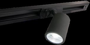 Armaturerna är gjorda av aluminium, har en klar frontlins och är försedda med 230V 1-fas plastadapter för Spotline skensystem.