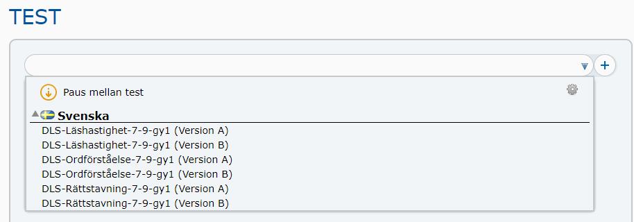 Klicka på det test du vill använda.
