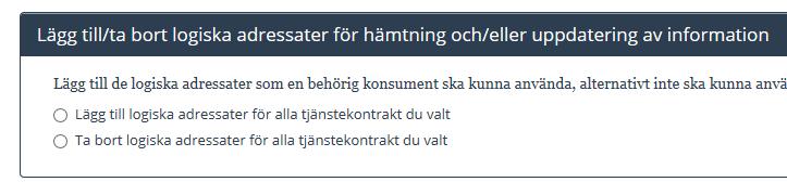 Beställa anslutning för en tjänsteproducent Välj