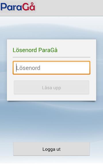 5.3 ParaGå privat-skärmlås Skärmlåset för ParaGå privat aktiveras när du har varit inaktiv i 15 minuter för de användare som använder appen med enfaktorsinloggning.